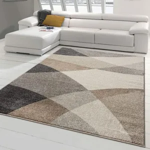 Bild von Teppich-Traum Designer Schlafzimmerteppich in grau beige mit abstraktem Muster, 120x160 cm und 9 mm Kurzflor