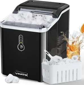 Bild von VINATO Eiswürfelmaschine mit 9 Eiswürfeln in 6 Minuten und einer Kapazität von 15 kg pro Tag, in Schwarz