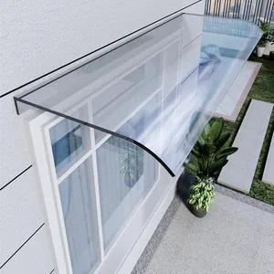Bild von Vordach für Haustüren aus transparentem Polycarbonat, 50x120 cm, inkl. Montagematerial für Wetterschutz