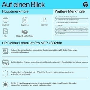 Bild von HP Color LaserJet Pro MFP 4302fdw Multifunktions-Farblaserdrucker, Automatischer beidseitiger Druck, Wi-Fi, Fax, Hohe Druckgeschwindigkeit, Bis zu 50.000 Seiten pro Monat, HP Wolf Pro Security