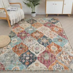 Bild von Xfrog Boho Teppich 120 x 160 cm, rutschfest, waschbar und ultraweich für Wohnzimmer, Schlafzimmer und Kinderzimmer