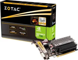 Bild von Zotac GeForce GT 730 Grafikkarte mit 4 GB DDR3 und passiver Kühlung, ausgestattet mit DVI, HDMI und VGA Anschlüssen